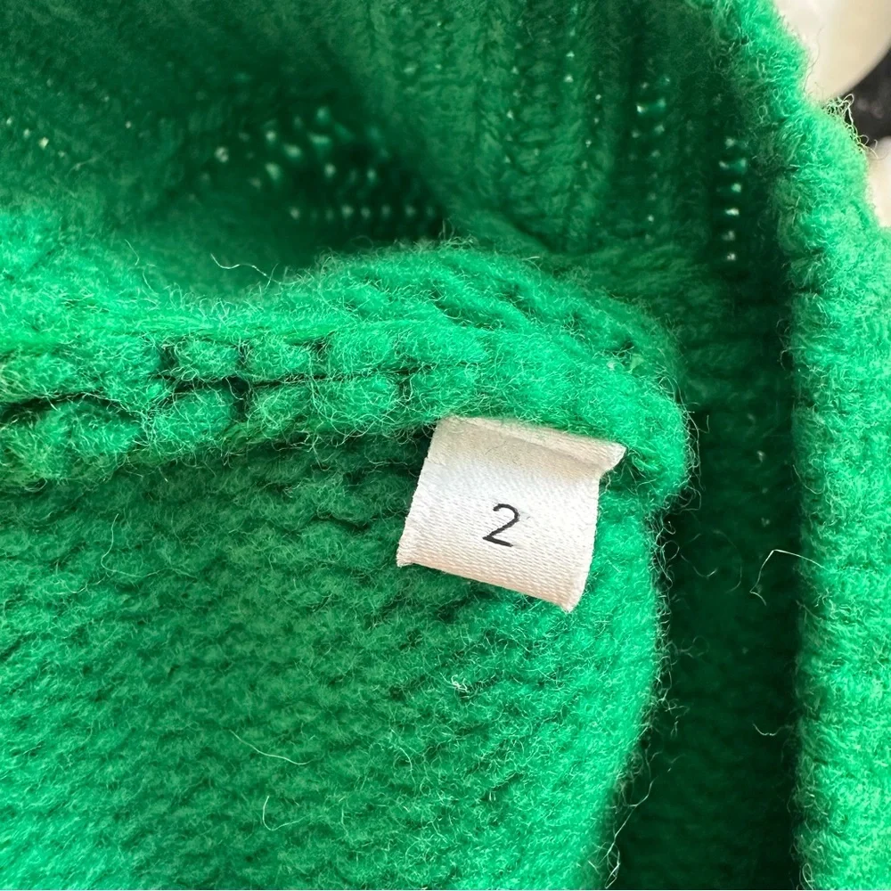 Sandro Wool Pullover Graphic Print Sweater in green size M